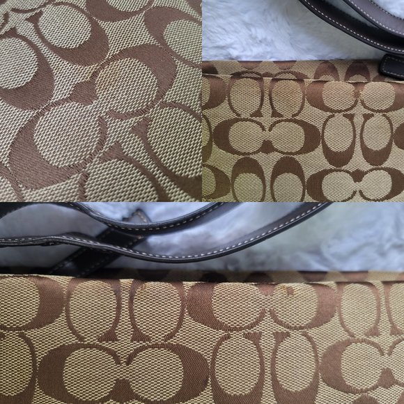 COACH 6076 Signature Jacquard Brown Canvas Bucket Shoulder Bag - Picture 14 of 14